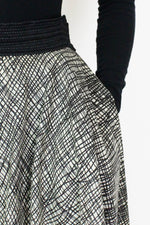50s Abstract Print Circle Skirt L