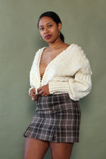 Popcorn Knit Lantern Sleeve Cardigan M/L