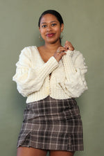 Popcorn Knit Lantern Sleeve Cardigan M/L