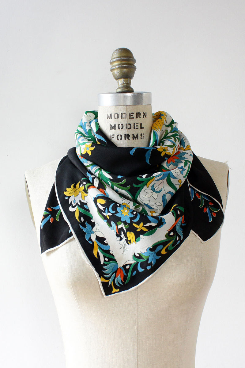 Folk Floral Silk Scarf