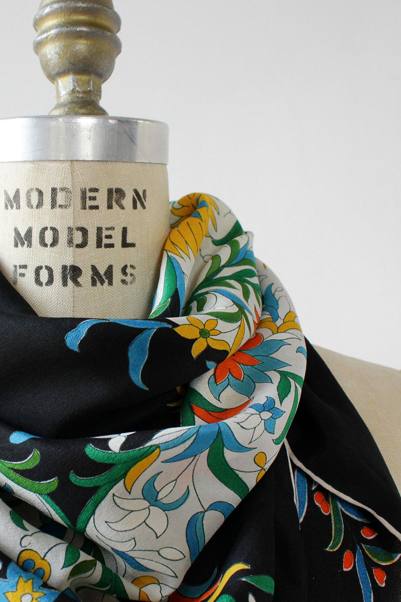 Folk Floral Silk Scarf