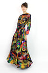 60s Psychedelic Maxi Dress M