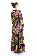 60s Psychedelic Maxi Dress M