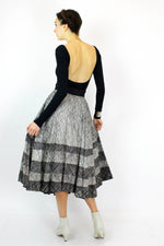 50s Abstract Print Circle Skirt L