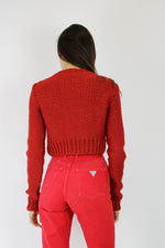 Chunky Cropped Red Sweater S