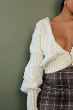 Popcorn Knit Lantern Sleeve Cardigan M/L