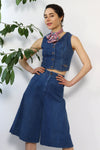 Dark Denim Culottes & Vest Set XS