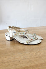 Bejeweled T-strap Sandals 6 1/2
