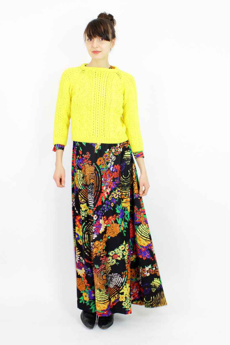 60s Psychedelic Maxi Dress M