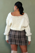 Popcorn Knit Lantern Sleeve Cardigan M/L
