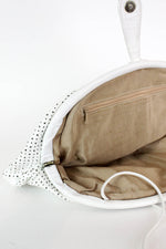 Oversized White Leather Clutch or Crossbody