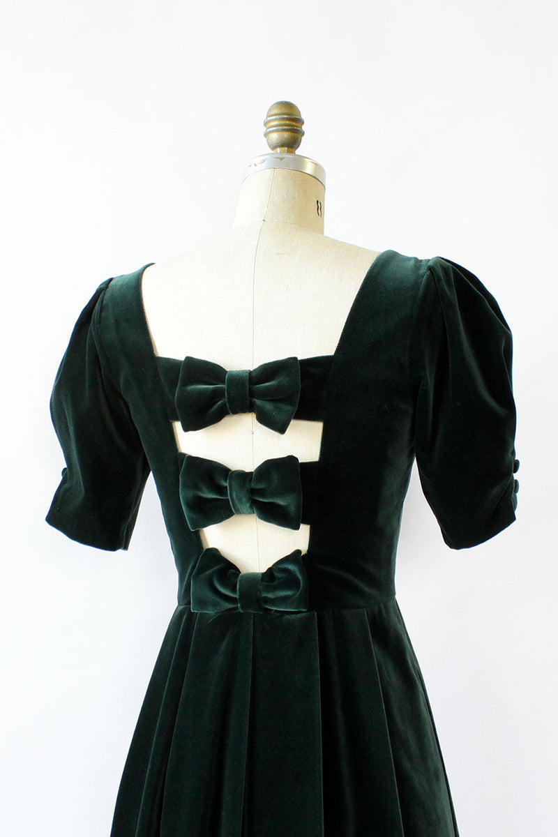laura ashley green velvet dress Vintage 1990s Laura Ashley Dark Green Velvet Formal Special Occasion Dress