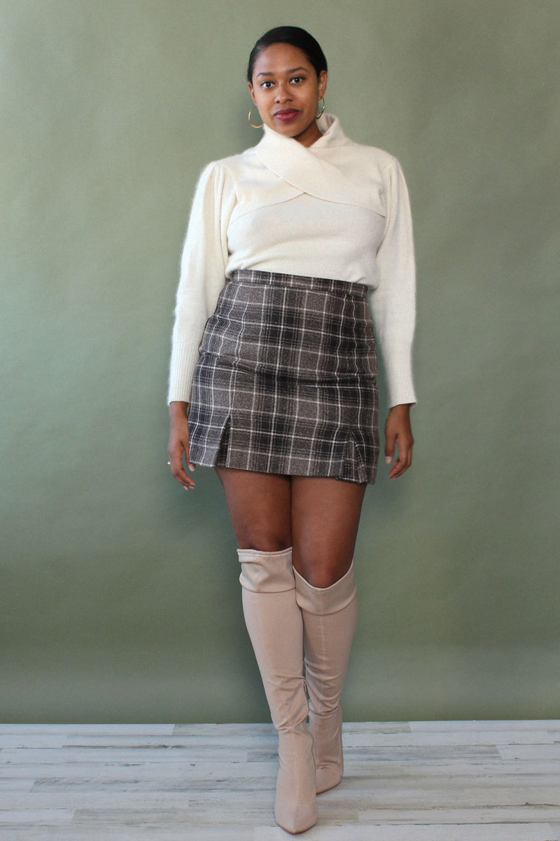 Ivory Angora Collared Sweater M