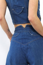 Dark Denim Culottes & Vest Set XS