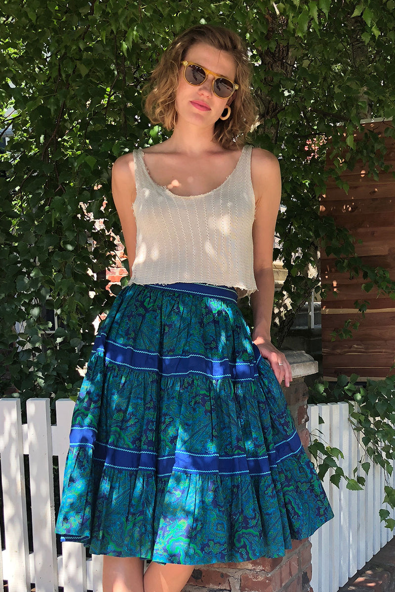 Blue Paisley Circle Skirt XS/S