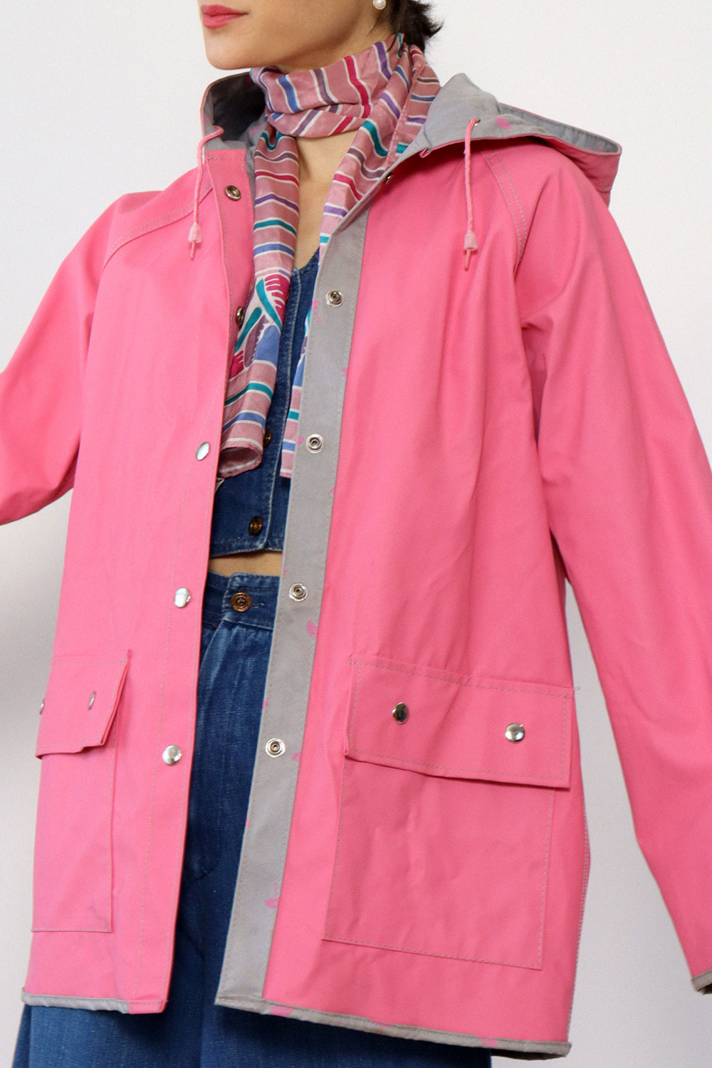 Hooded Pink Rain Jacket XS-M