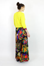 60s Psychedelic Maxi Dress M