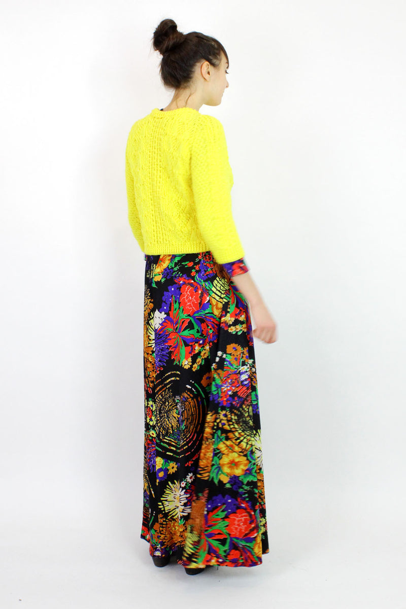 60s Psychedelic Maxi Dress M