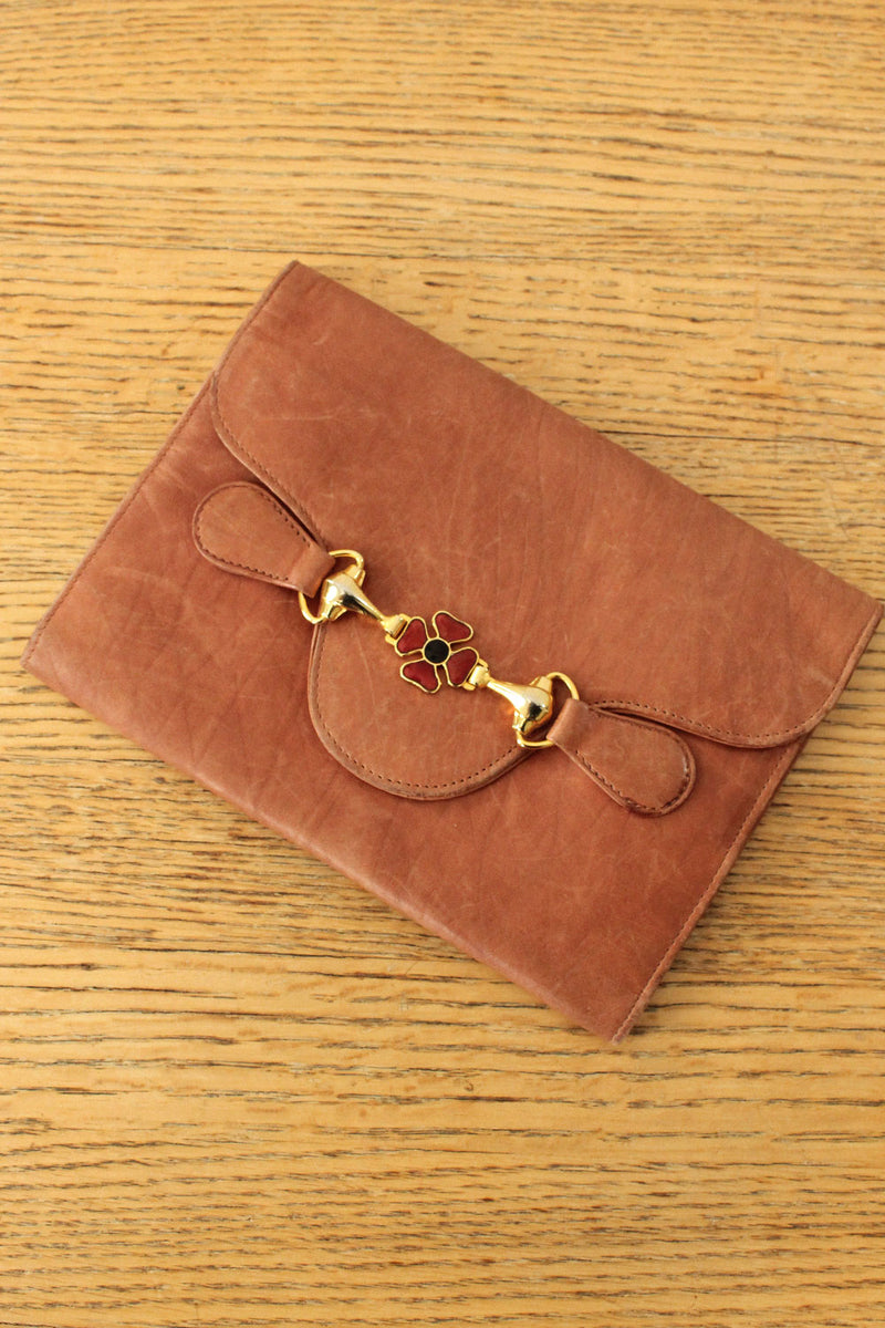 Florentine Leather Enamel Flower Wallet