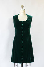 Forest Velvet Button Dress S