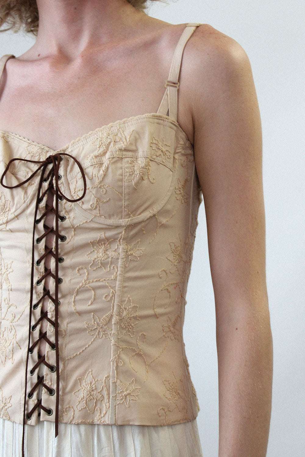 Embroidered Au Lait Bustier Top S