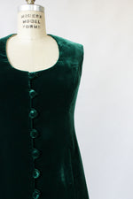 Forest Velvet Button Dress S
