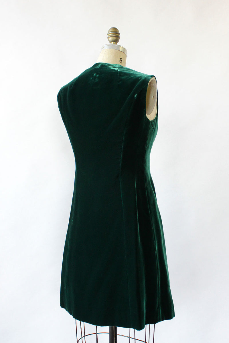Forest Velvet Button Dress S