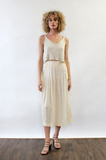 Ivory Jacquard Pleated Midi Skirt M