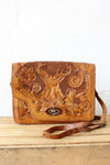 Elk Head Tooled Leather Satchel