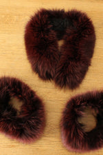Plum Fox Fur Collar & Cuff Set