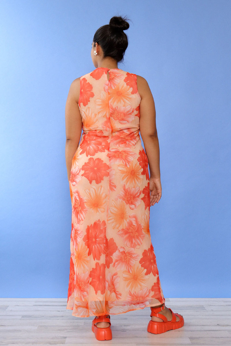 Michelle Orange Floral Maxi M/L