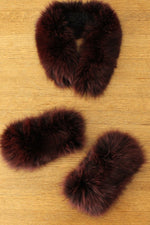 Plum Fox Fur Collar & Cuff Set