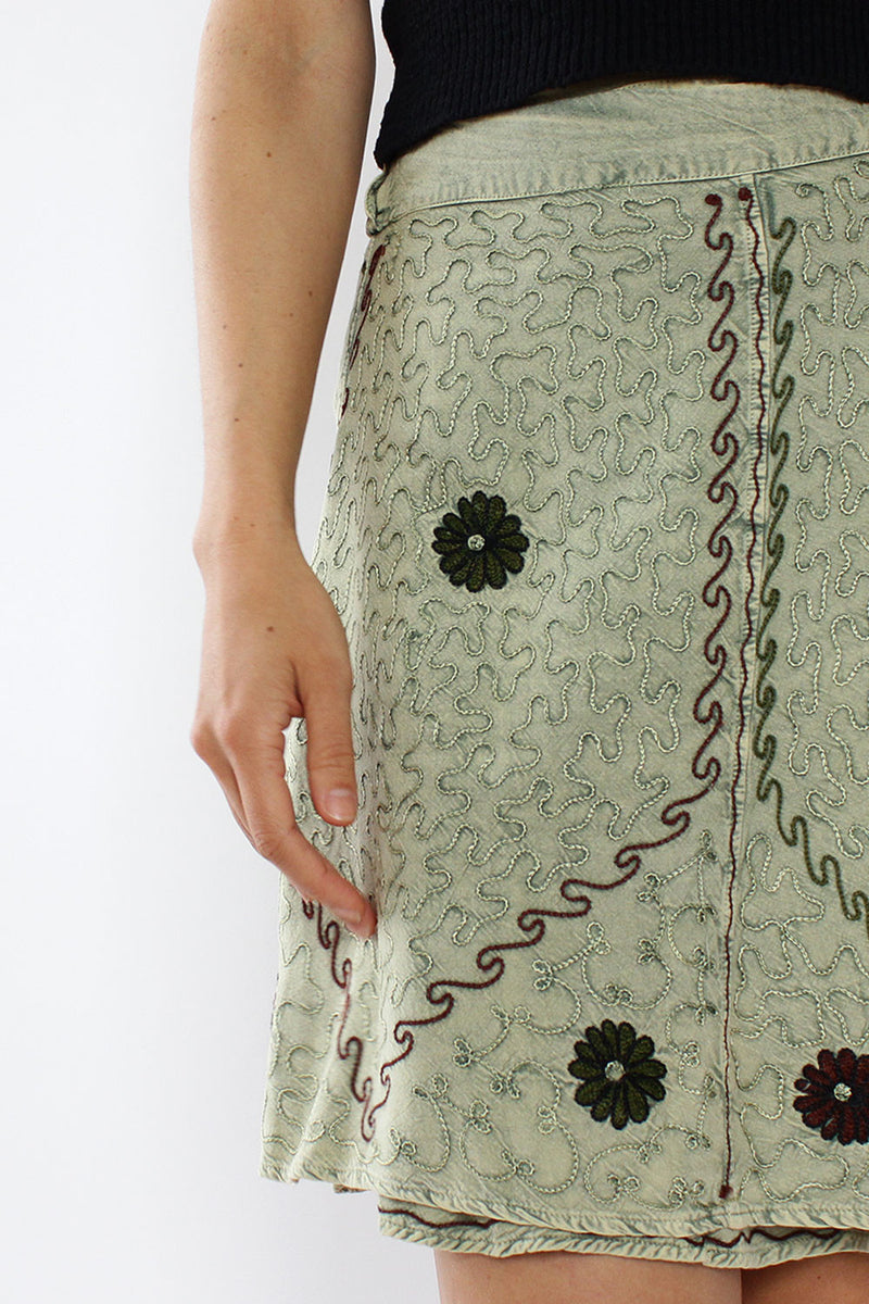 Sage Mini Wrap Skirt