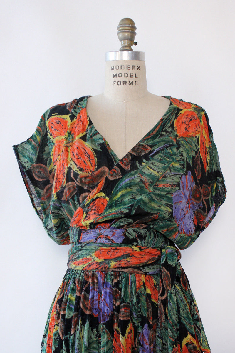 Watercolor Gauze Wrap Dress S/M