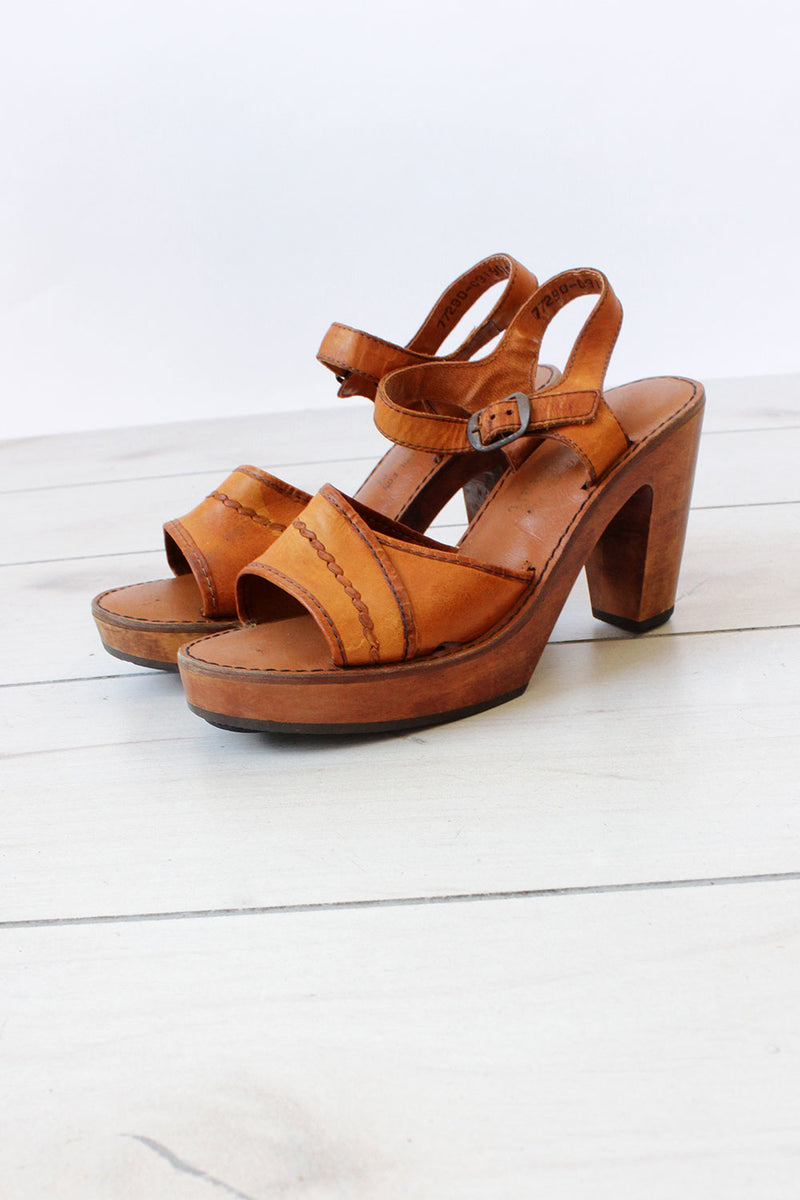 Qualicraft Wood Platform Sandals 7