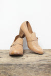 Wood Heel Blonde Loafers 7.5