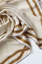 Chanel Braided Border Ivory Silk Scarf