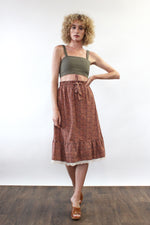 Rust Ditsy Floral Prairie Skirt M/L