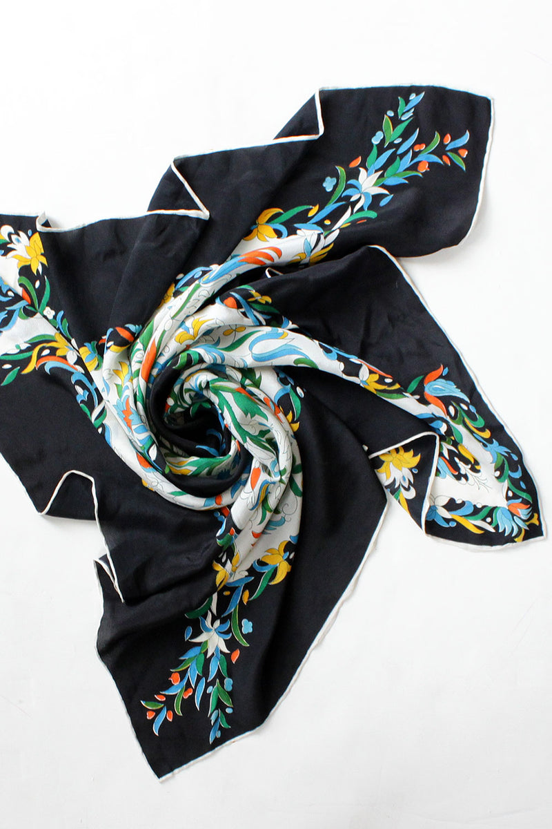 Folk Floral Silk Scarf