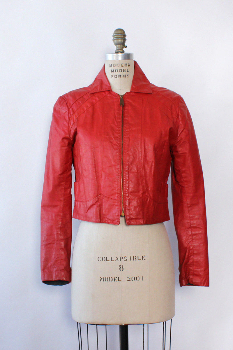 Crisp Apple Red Leather Jacket XS/S