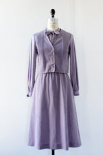 I Magnin Lilac Velveteen Dress Set M