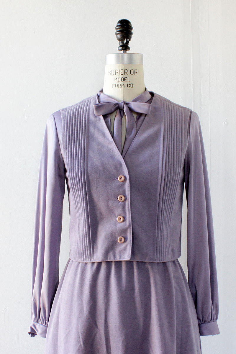 I Magnin Lilac Velveteen Dress Set M