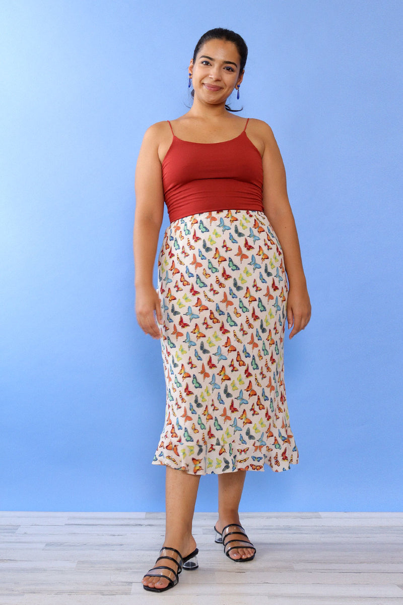 Silk Butterfly Bias Skirt M/L