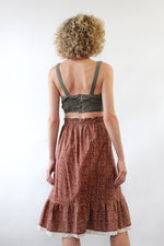 Rust Ditsy Floral Prairie Skirt M/L