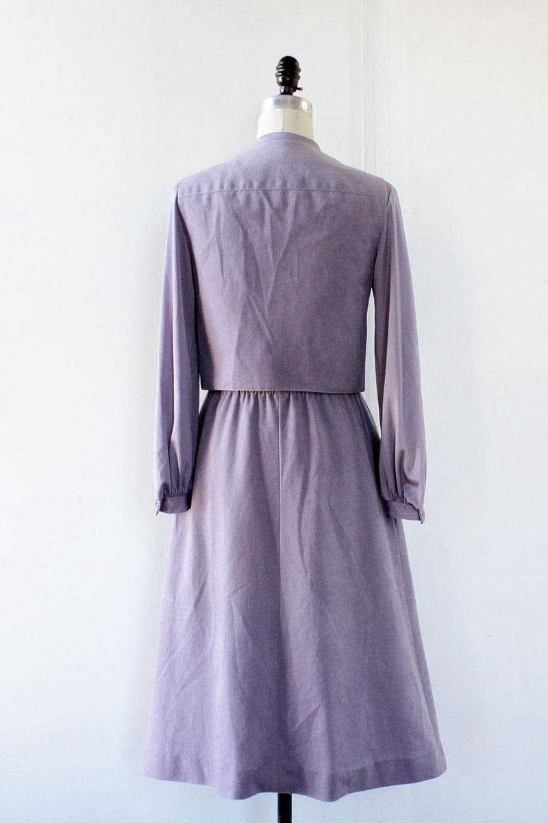 I Magnin Lilac Velveteen Dress Set M