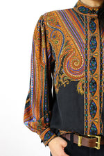Scarf Print Silk Blouse M/L