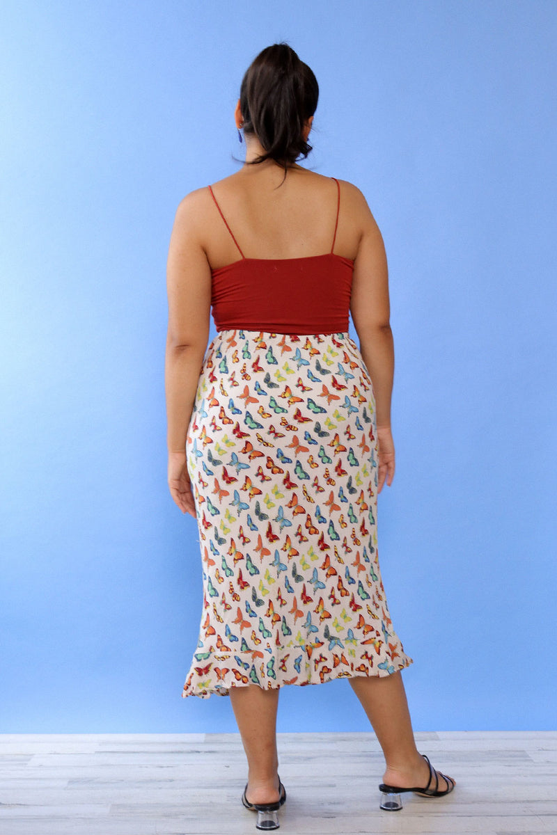 Silk Butterfly Bias Skirt M/L