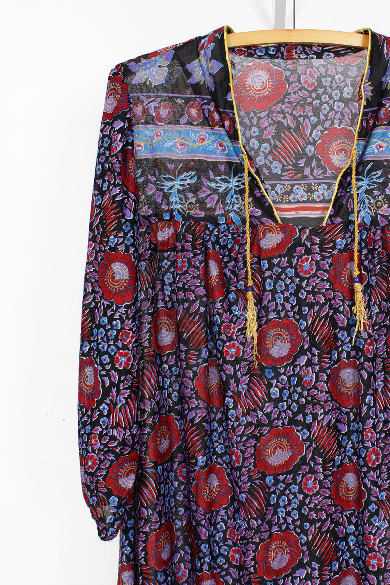 70s Indian Poppy Dress S/M/L