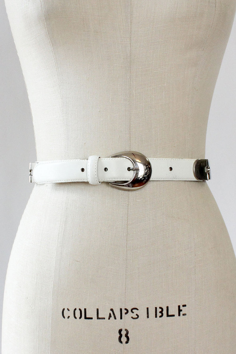 White Leather Hinge Belt
