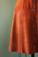 Burnt Apricot Suede Snap Skirt M